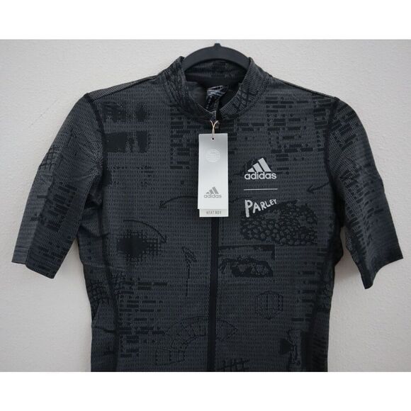 Adidas HF9020 Women Sz M Black Parley Full Zip Short Sleeve Cycling Jersey - Picture 5 of 9